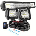 3PCS Light + Wire Set 20-INCH Long Strip Light Suspenders 1PC 4-INCH Work Lights 2PCS Combination Light Of Diffracted And Mixed
