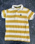 Benetton United Colors Of Yellow And White Striped Golfer 10 11Y