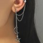 1 PC Exquisite Moon Star With Tassel Design Clip On Earrings For Women Summer Party Ear Decor