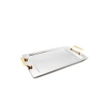 18-10 Stainless Steel Plain Tray With Gold Handle SGN2102