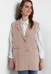 Woven Lined Button Closure Vest - Stone