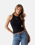 Guess Guendalina Black Round Neck Top - XL Black