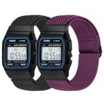 Relting 2 Pack Elastic Bands Compatible With Casio F-84 F-91W F-94 A158 A168 F-105 F-108 Breathable Nylon Strap For Casio W-215