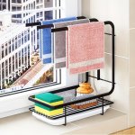 1PC Kitchen Dishcloth Towel Rack Wall-mounted Punch-free Table Storage Rack Scouring Pad Steel Wire Ball Draining Rack Sponge Ho