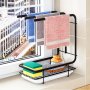 1PC Kitchen Dishcloth Towel Rack Wall-mounted Punch-free Table Storage Rack Scouring Pad Steel Wire Ball Draining Rack Sponge Holder With Drain Pan For Kitchen