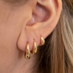 3 Pairs Set Of Glossy Hoop Earrings Copper Jewelry Simple Elegant Style For Women Versatile Female Gift