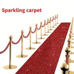 1PC Wedding Red Long Runner Carpet Rug Romantic Wedding Corridor Runway Carpet With Glittering Party Activity Ceremony Holiday D