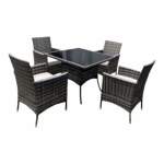 Smte -contour Outdoor 4 Piece Rattan Patio Furniture Set Black With Keychain