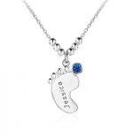 CNE101413 - Sterling Silver Birthstone Personalized Feet Necklace - 1