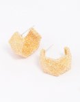 Goldair Gold Hammered Small Hoop Earrings