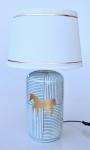 Blue Lamp With Gold Horse With Gold Trim Shade – 69X41CM