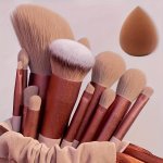 13-PIECE Makeup Brush Set Soft Fluffy Synthetic Bristles For Foundation Powder Eyeshadow Kabuki & Cosmetic Blending Includes Bea