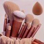 13-PIECE Makeup Brush Set Soft Fluffy Synthetic Bristles For Foundation Powder Eyeshadow Kabuki & Cosmetic Blending Includes Beauty Sponge