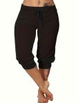 Plus Size Solid Simple Baggy Capri Pants Casual Drawstring Waist Pants For Spring & Summer Women's Plus Size Clothing