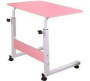 Multifunctional Adjustable Computer Desk Table & Bedside Table With Wheels - Pink