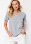 V Neck T-Shirt - Grey Melange