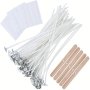 100 Pcs Cotton Candle Wicks Pre-waxed Low Smoke Candle Making Kits With 5 Candle Wick Holders And 60 Glue Dots For Soy Beeswax Adults Making Candles