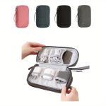 Compact Travel Tech Organizer - Durable Polyester Storage Case For Cables Power Bank & Headphones