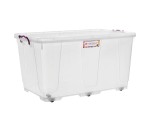 Clear Clip & Lock Storage Box With Wheels - 80L