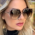 Women's Square Oversized Glasses With Small Geometric Patterns Gradient Lens For Driving Travel And Beach