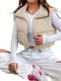 Zip Up Cropped Vest Coat Casual Solid Sleeveless Stand Collar Outerwear Women's Clothing