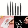 6pcs/set ESD Curved Fine-Tip Anti-static Tweezers Set Stainless Steel Multifunction Tweezer Repairing Hand Tools For DIY Scrapbooking Card Making