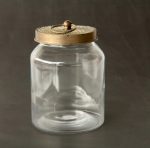 Gold Metal Glass Round Container – 21X16CM