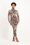 Yolanda Poloneck Bodycon Dress - Marble Print - S