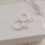 Sashia 925 Sterling Silver Cz Drop Hoop Earrings Small 4X6 On 12MM Hoops