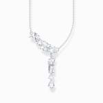 Silver Necklace In Y-shape With Eight White Zirconia Stones