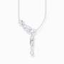 Silver Necklace In Y-shape With Eight White Zirconia Stones