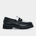 Jonathan D Men&apos S Penny Moc Pu Black-white Loafer