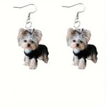 Cute Cartoon Yorkshire Terrier Dog Drop Earrings - Acrylic Dangle Fashion Jewelry Accessory For Women - Ideal For Daily Wear & G