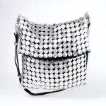 Aella Silver Crossbody Messenger Bag - Silver Leather
