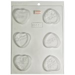 Plastic Chocolate Hearts With Words Mould 6 Cavity