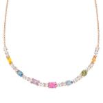 Colour Wave Necklace With Mixed Coloured Stones