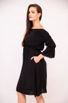 Brooke Belted Off Shoulder Black Summer Dress With Pockets