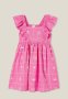 Cotton On Rachel Ruffle Dress - Pink Gerbera/white