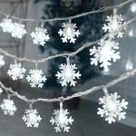 Christmas Lights 6.1 Meter 40 LED Snowflake String Lights Battery Operated Waterproof Fairy Lights For Bedroom Patio Room Garden