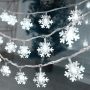 Christmas Lights 6.1 Meter 40 LED Snowflake String Lights Battery Operated Waterproof Fairy Lights For Bedroom Patio Room Garden Party Home Xmas Decor For