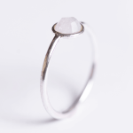 Silver Stack Round Moonstone Gemstone Ring - 8 Moonstone