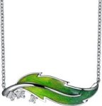 S925 Sterling Silver Leaf Necklace Enamel Painted