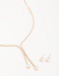 Goldair Gold Cupchain Y-necklace & Earrings Set