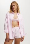 Cotton On Poplin Long Sleeve And Short Sleep Set - French Fairytale Pinstripe