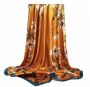 Lady's Satin Silk Scarf With Various Flowers - Gold