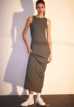 Ribbed Bodycon Dress - Khaki Green