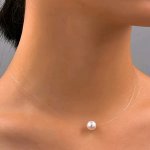 1PC Resin Artificial Pearl Charm Necklace Minimalist Elegant Invisible Fishing Line Temperament Spring Summer Style Versatile Da