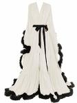 Molisa Womens Sexy Feather Bridal Robe Long Wedding Scarf Illusion Bathrobe Sleepwear Lingerie Robe Nightgown Ivory+black XXL