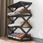 Plastic Foldable Shoe Rack - 4-TIER Floor Mount Storage Organizer For Various Rooms Space-saving Design Holds Up To 12 Pairs Of 
