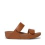 Lulu Adjustable Leather Slides Light Tan